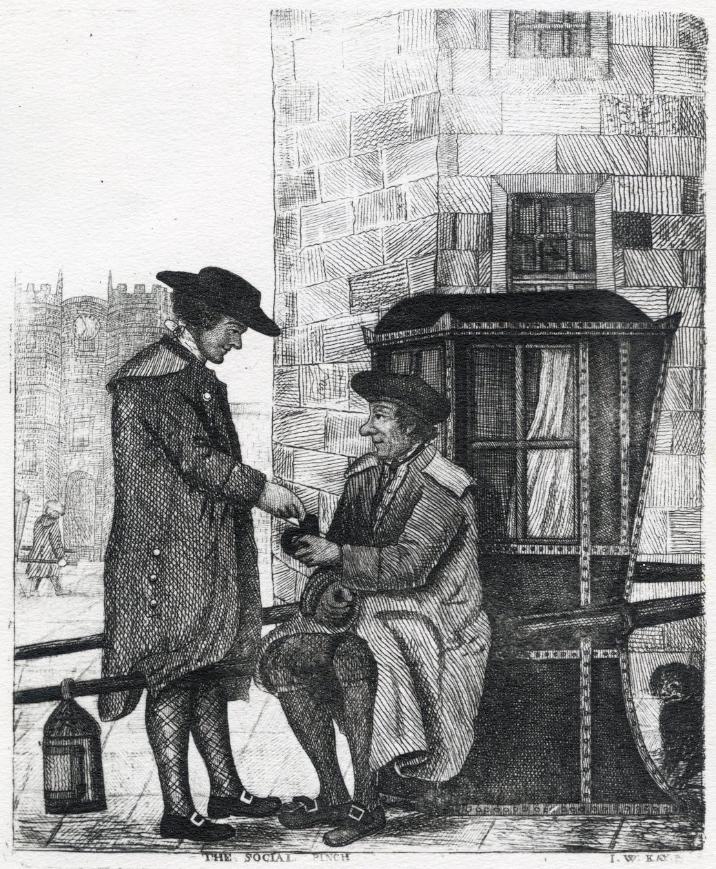 Der soziale Kneifer, Druck von William Kay, 1784-1813 von English School
