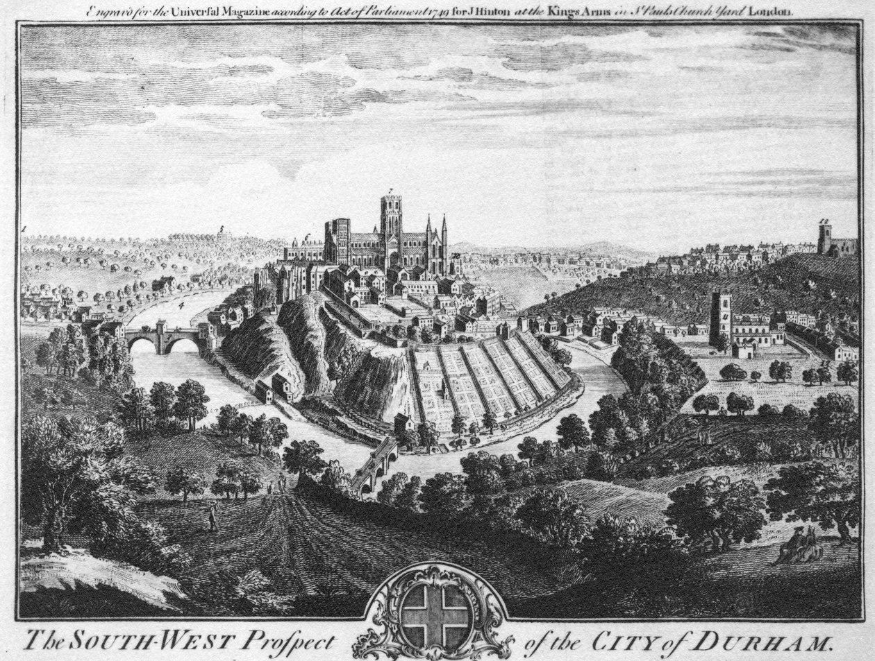 Die Südwestansicht der Stadt Durham, um 1600 von English School