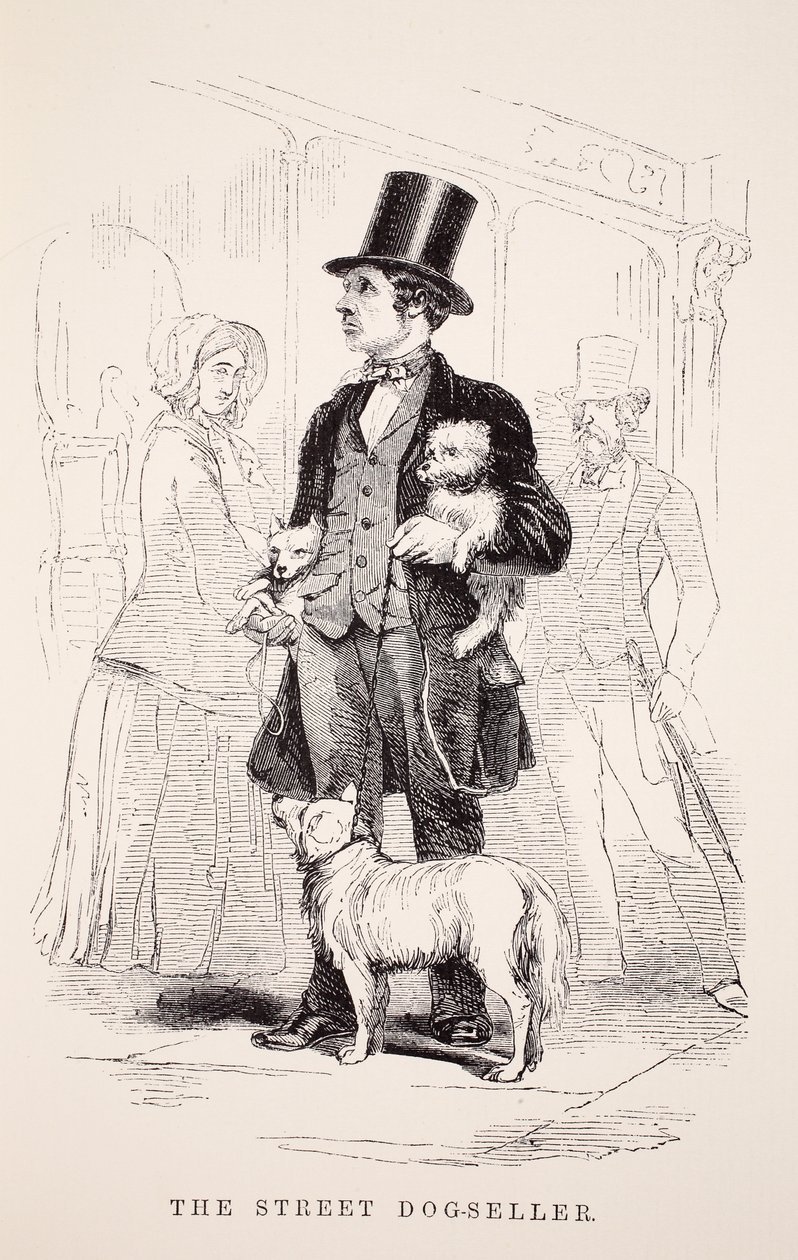 Der Straßenhundeverkäufer, Illustration aus London Labour and London Poor von Henry Mayhew, veröffentlicht 1862 von English School