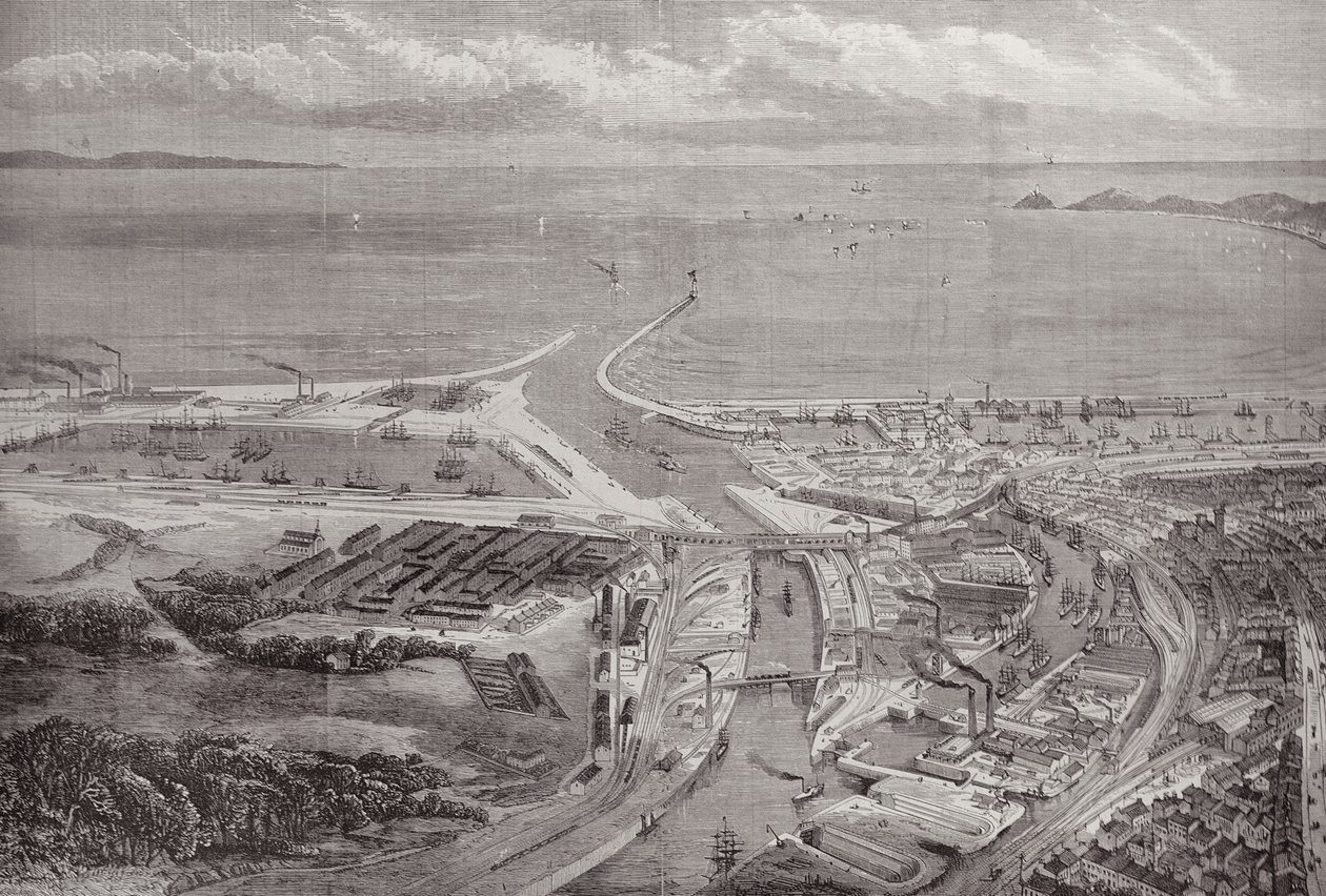 Der Hafen und die Docks von Swansea, aus The Illustrated London News, 22. Oktober 1881 von English School