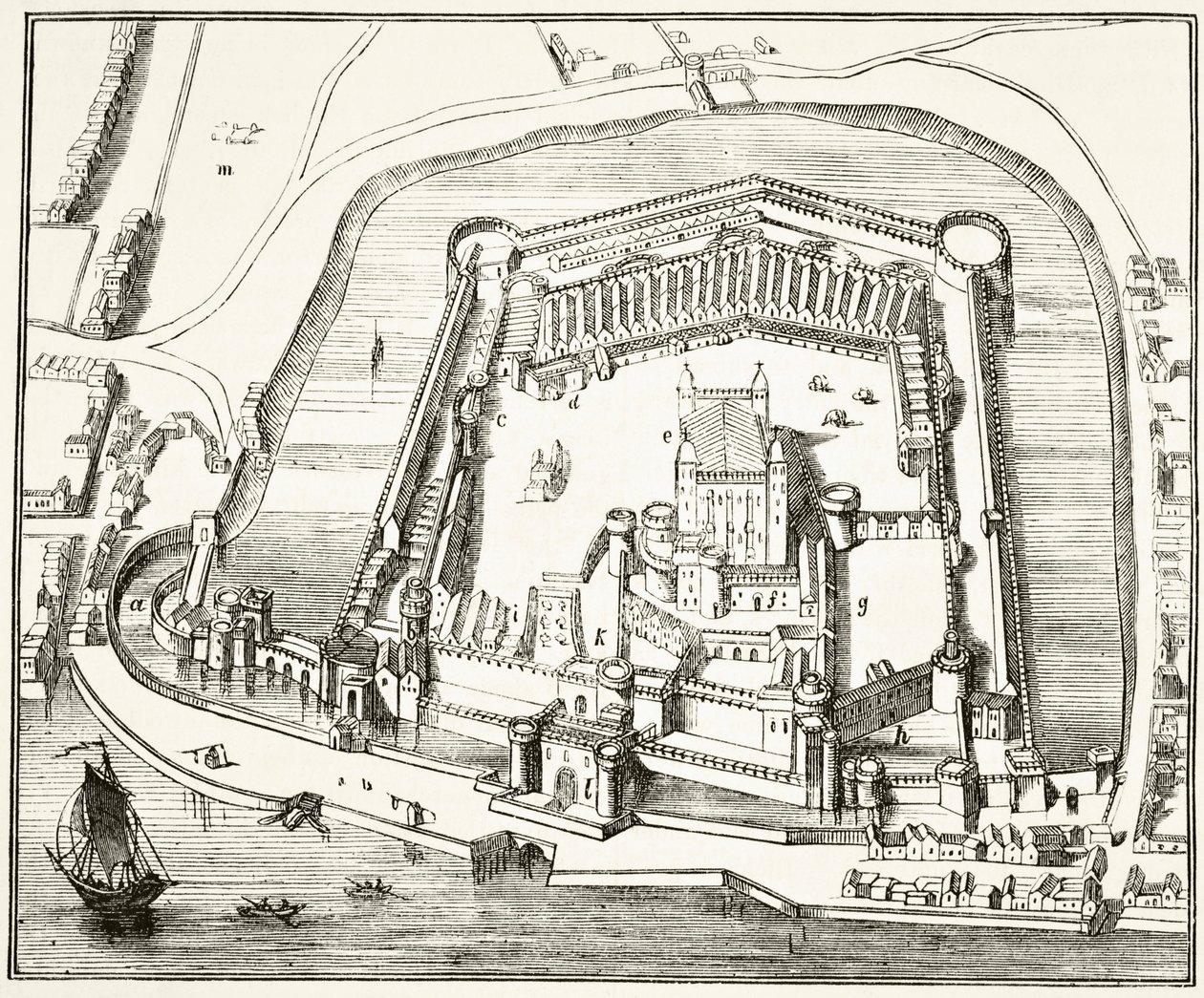 Der Tower of London im 15. Jahrhundert, aus 
