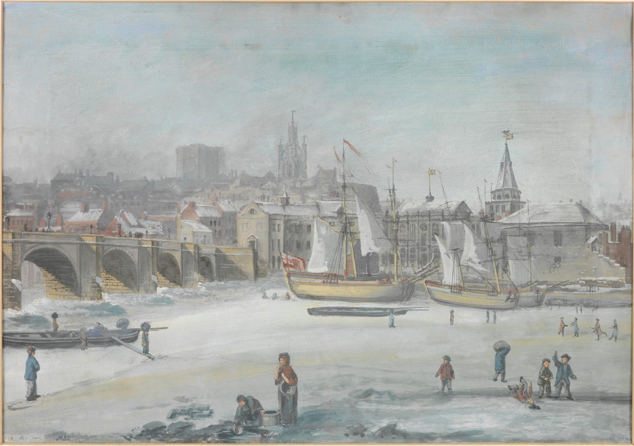 Die Tyne-Brücke - Der große Frost, 1784 von English School