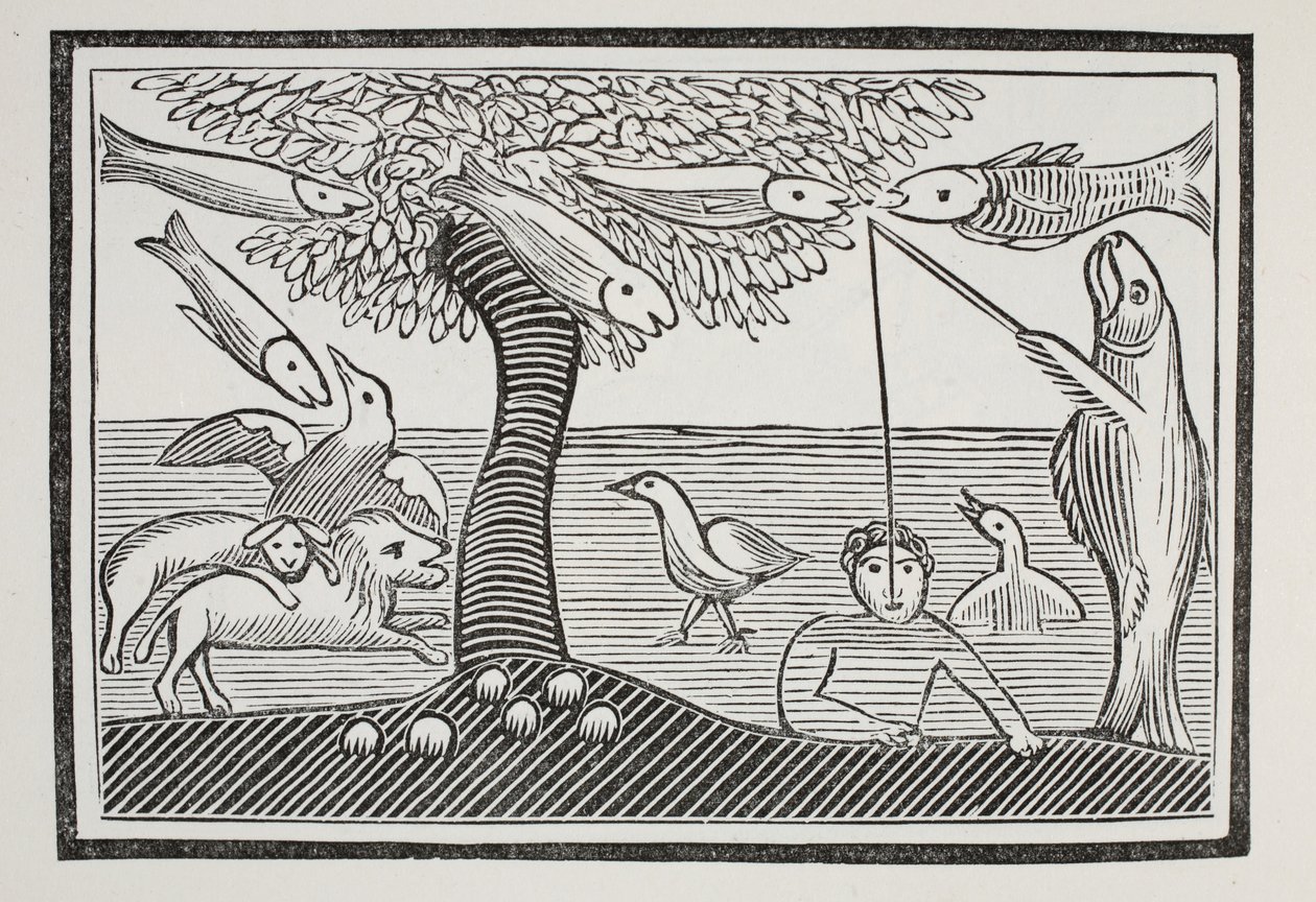 Das Wasserwunder oder Fische als Herren der Schöpfung, Illustration aus Chap-books des achtzehnten Jahrhunderts von John Ashton, veröffentlicht 1882 von English School