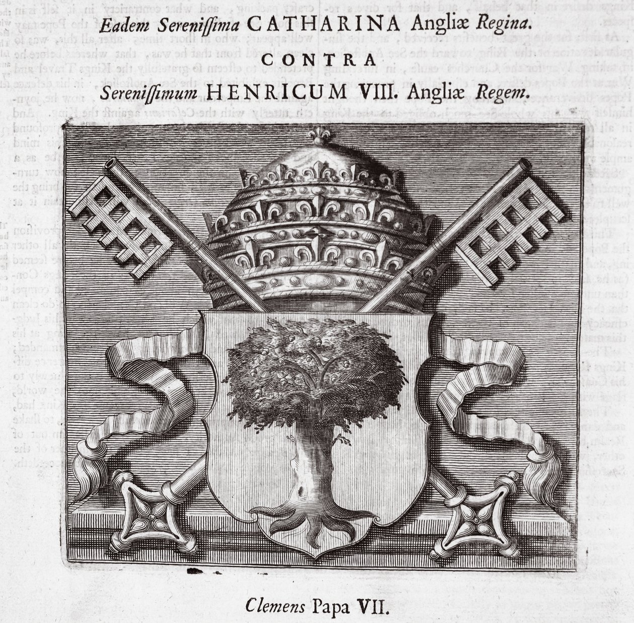 Die Wappen von Papst Clemens VII., Illustration aus Acts and Monuments von John Foxe, neunte Ausgabe, veröffentlicht 1684 von English School