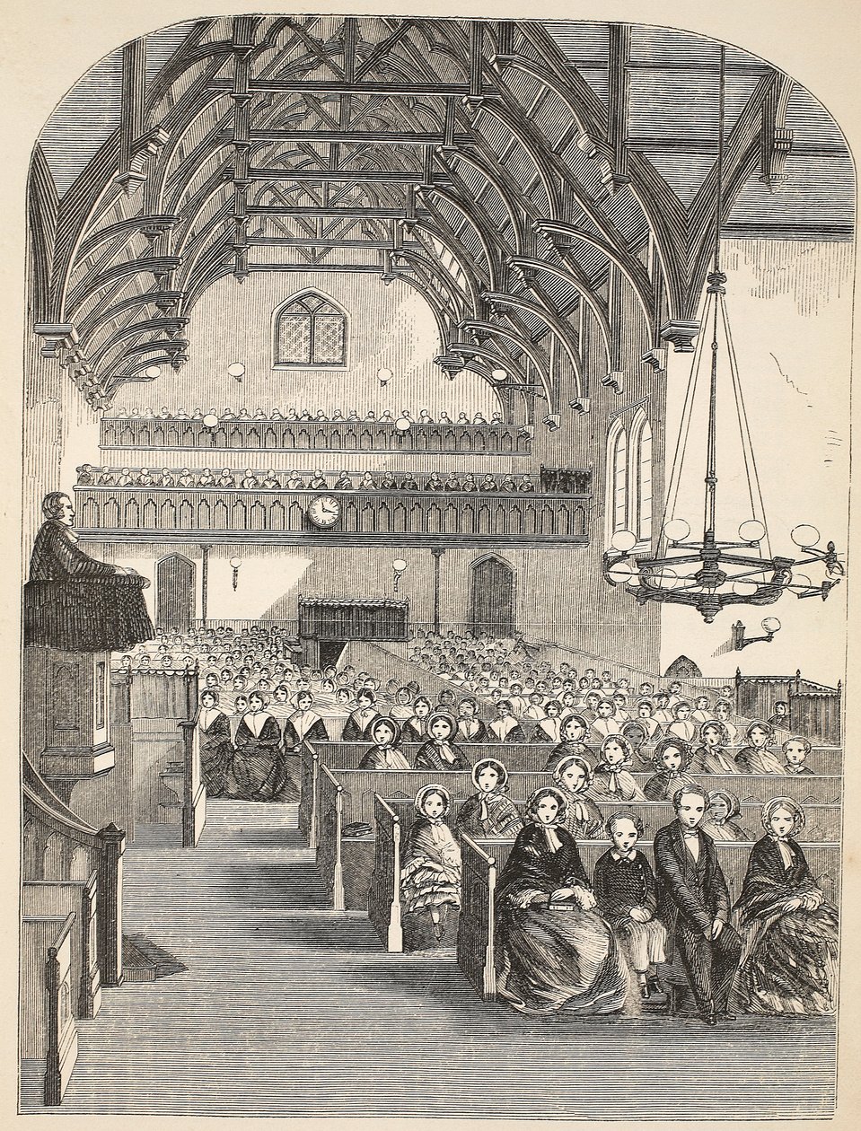 Die Kapelle im Brixton-Gefängnis, Illustration aus The Criminal Prisons of London and Scenes from Prison Life von Henry Mayhew und John Binny, veröffentlicht 1862 von English School