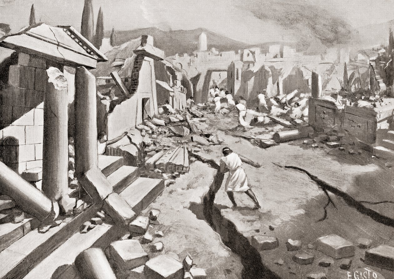 Das Erdbeben in Sparta, antikes Griechenland, 464 v. Chr., aus Hutchinson