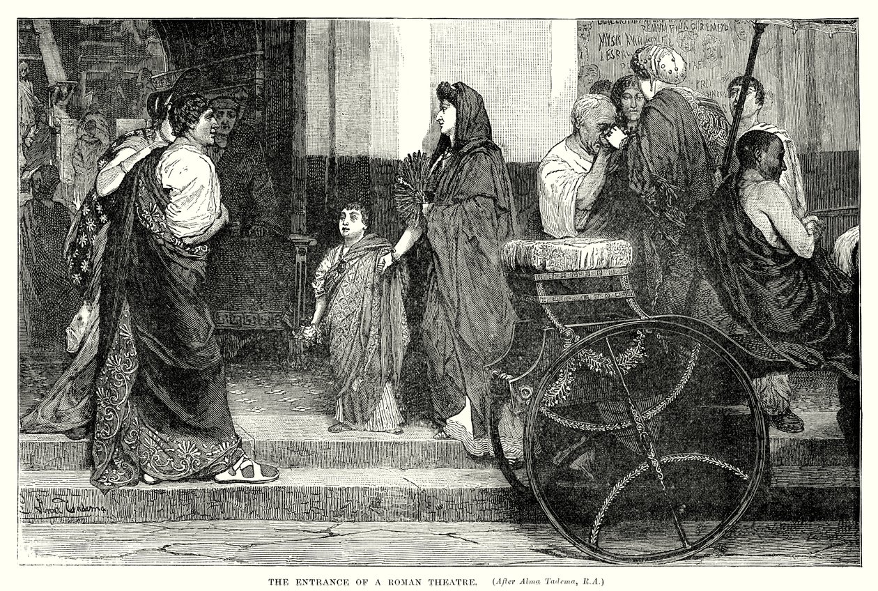 Der Eingang eines römischen Theaters (Gravur) von English School