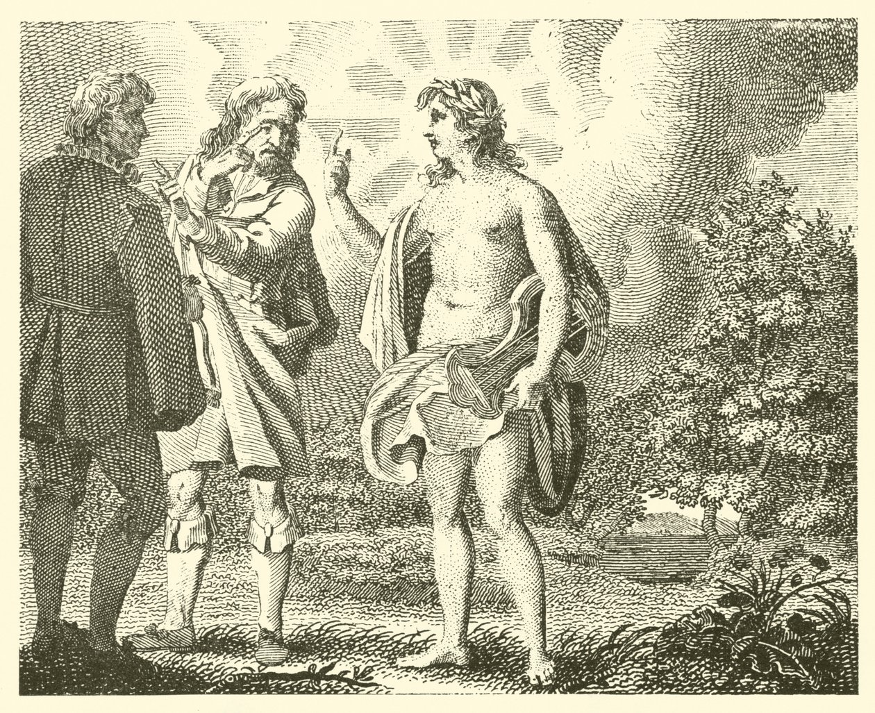Der neidische Mann und der habgierige (Gravur) von English School