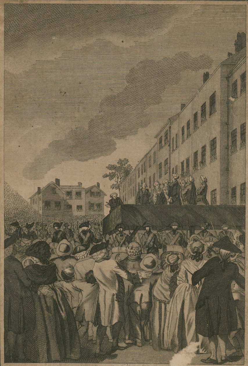 Die Hinrichtung der Rebellenlords auf Tower Hill (Gravur) von English School