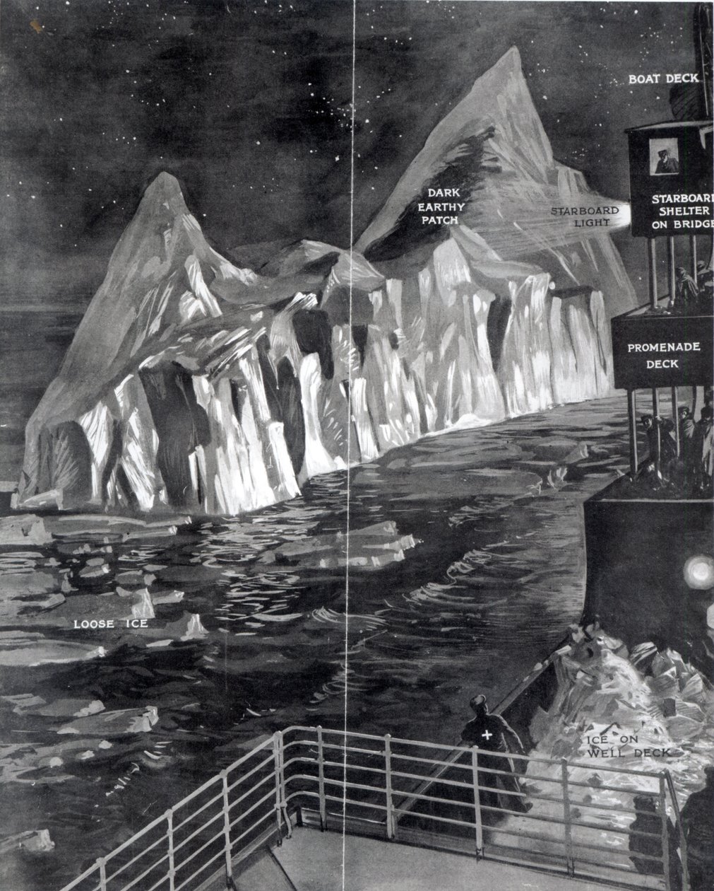 Der berühmte Eisberg, gesehen von J. Scarrott an Bord der Titanic, 1912 von English School