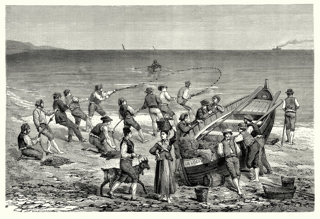 Die Fischer von Mentone (Gravur) von English School