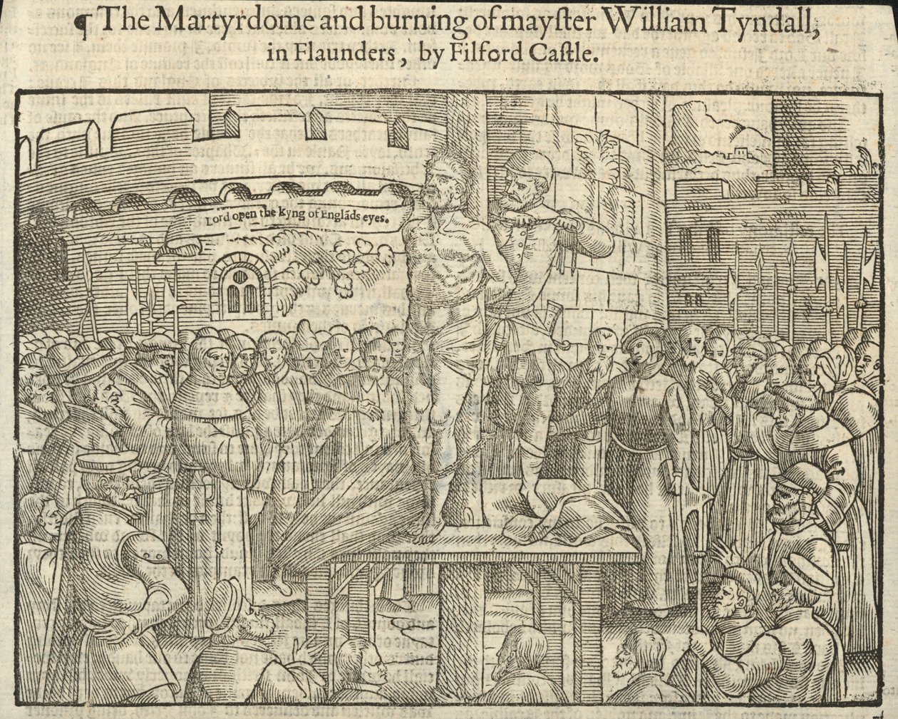 Das Martyrium und die Verbrennung von William Tyndall in Flandern bei Filford Castle von English School