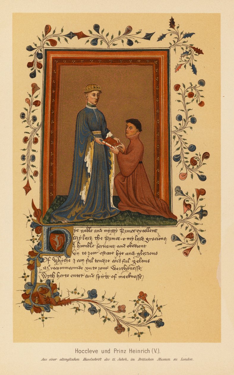 Thomas Hoccleve und Heinrich V. (Farblitho) von English School