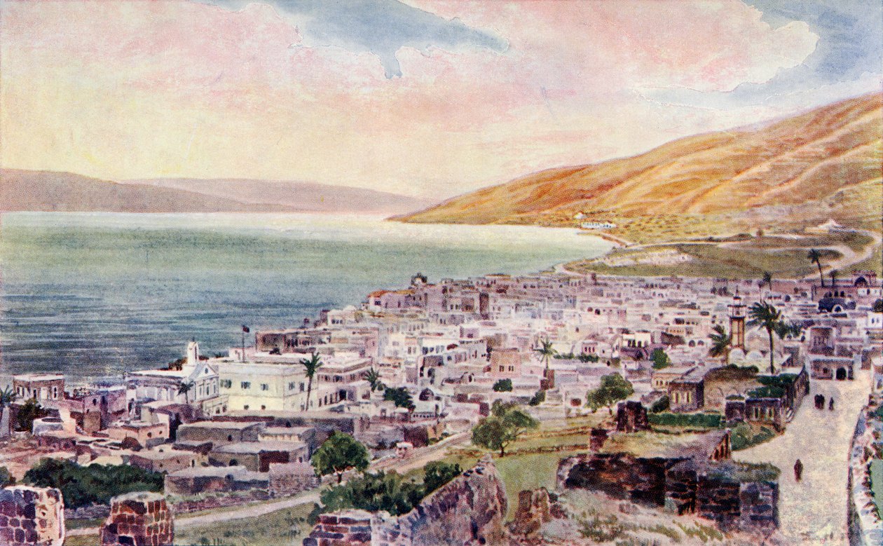 Tiberius und das Meer von Galiläa, Israel, ca. 1910 von English School