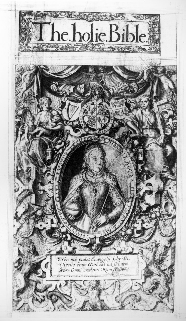 Titelseite der Bischofsbibel, veröffentlicht 1568 von English School