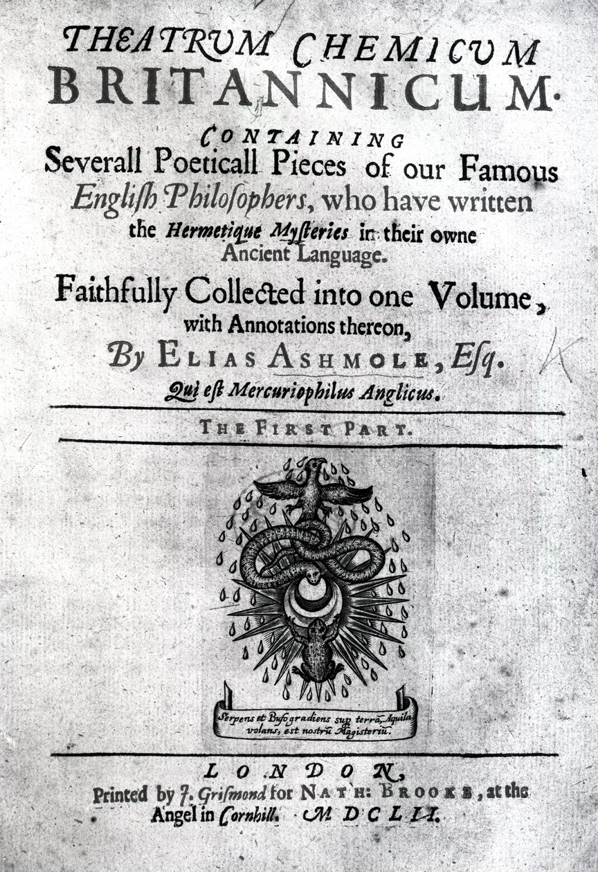 Titelblatt zu Theatrum Chemicum Britannicum von Elias Ashmole, 1652 von English School