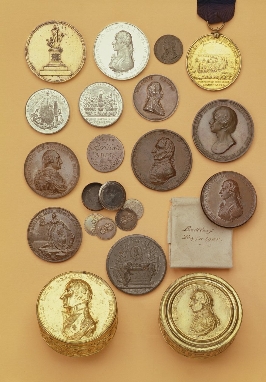 Verschiedene Medaillen im Zusammenhang mit Admiral Lord Nelson, 1798-1805 (Metall) von English School