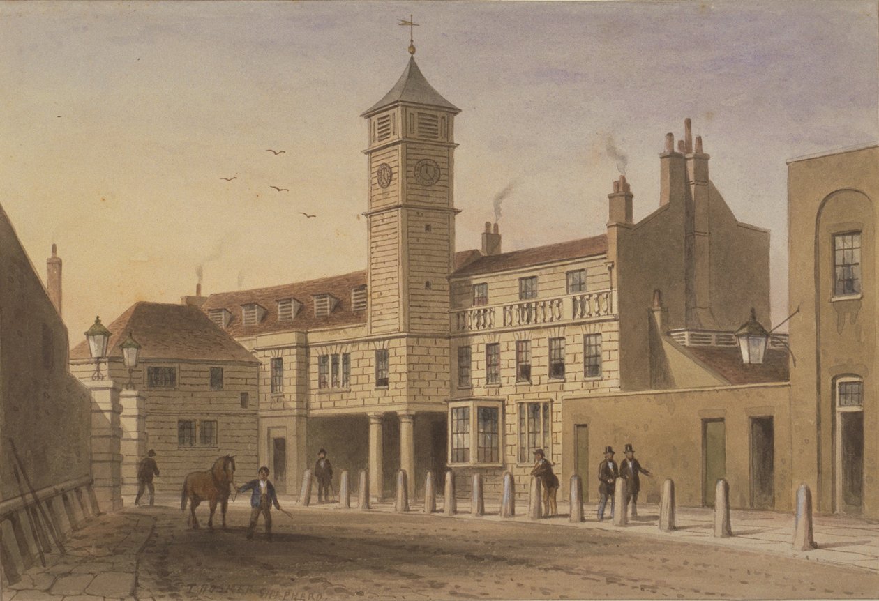 Ansicht von Bridge House in Bridge Yard, Tooley Street, 1846 von English School
