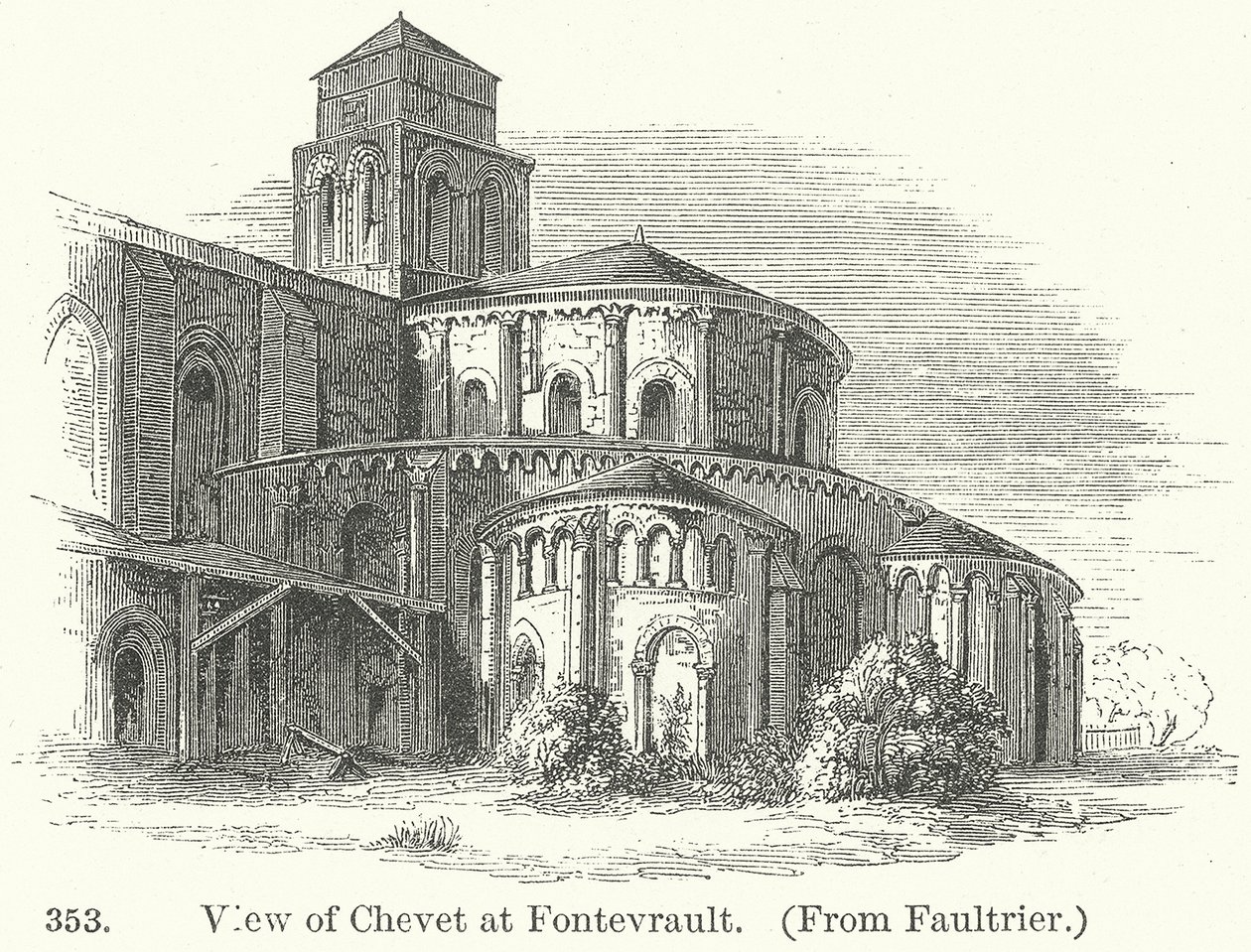 Ansicht des Chors in Fontevrault (Gravur) von English School