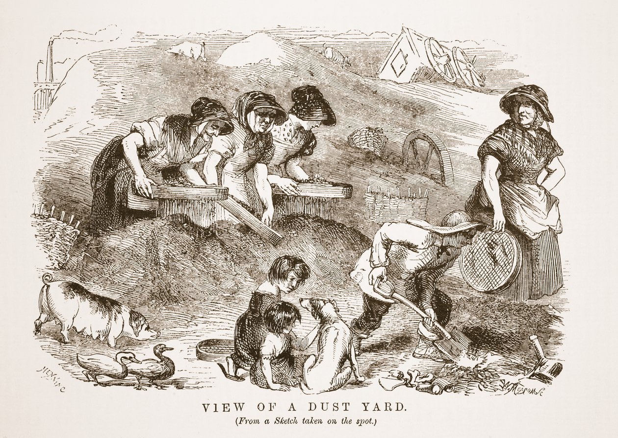 Ansicht eines Staubhofs, Illustration aus London Labour and London Poor von Henry Mayhew, veröffentlicht 1862 von English School