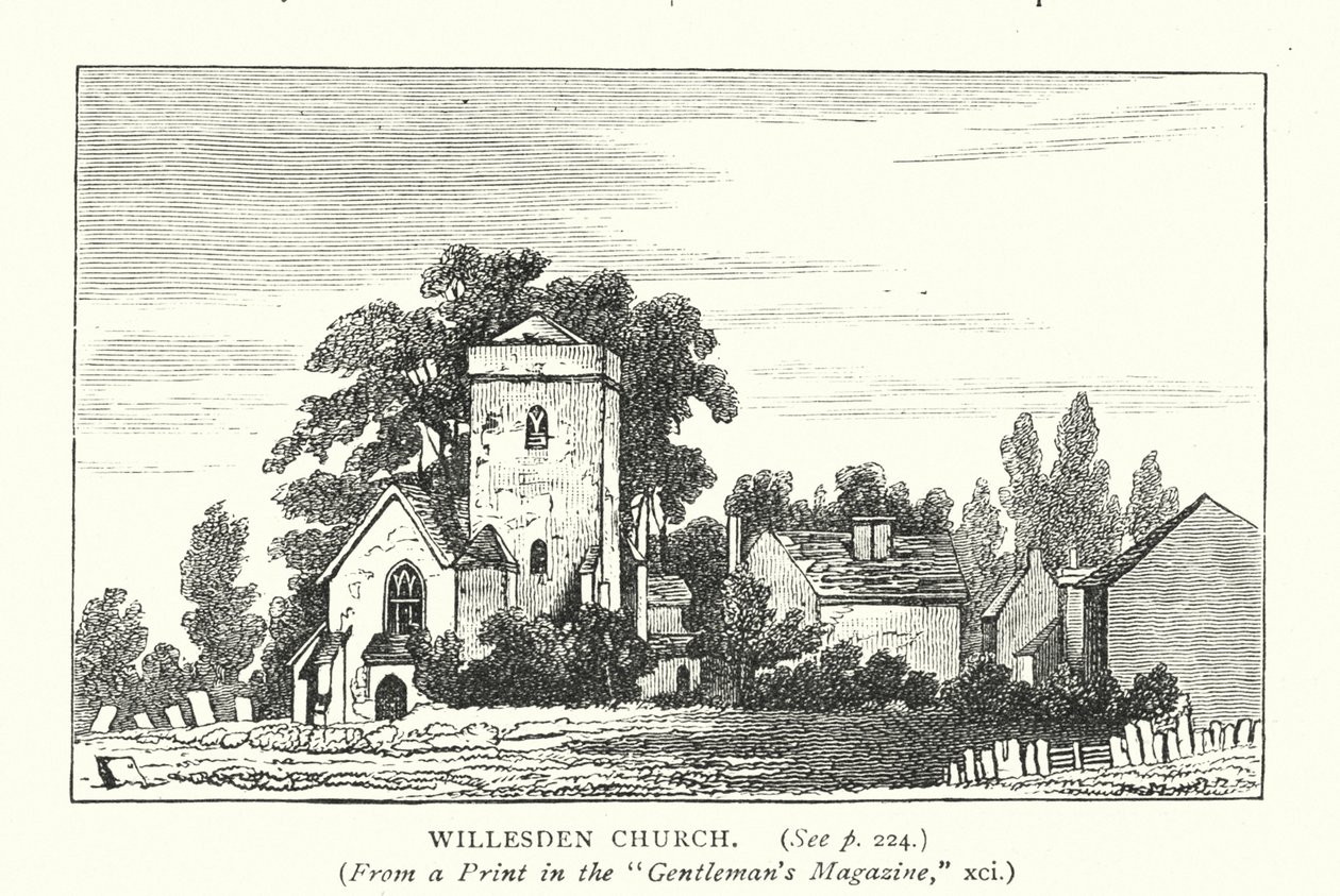 Willesden Kirche (Gravur) von English School