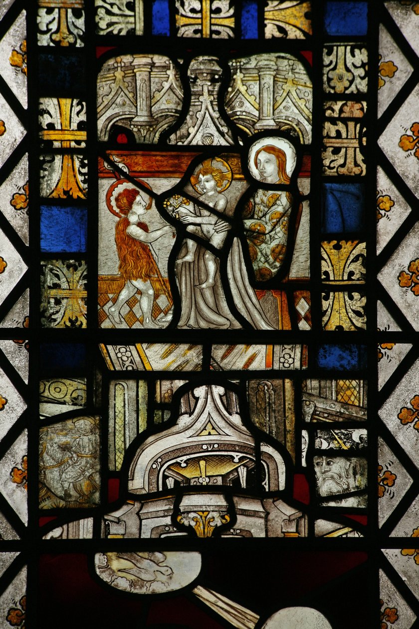 Fenster Sa mit Darstellung einer neu eingesetzten Kindheitsszene von St. Johannes dem Täufer von English School