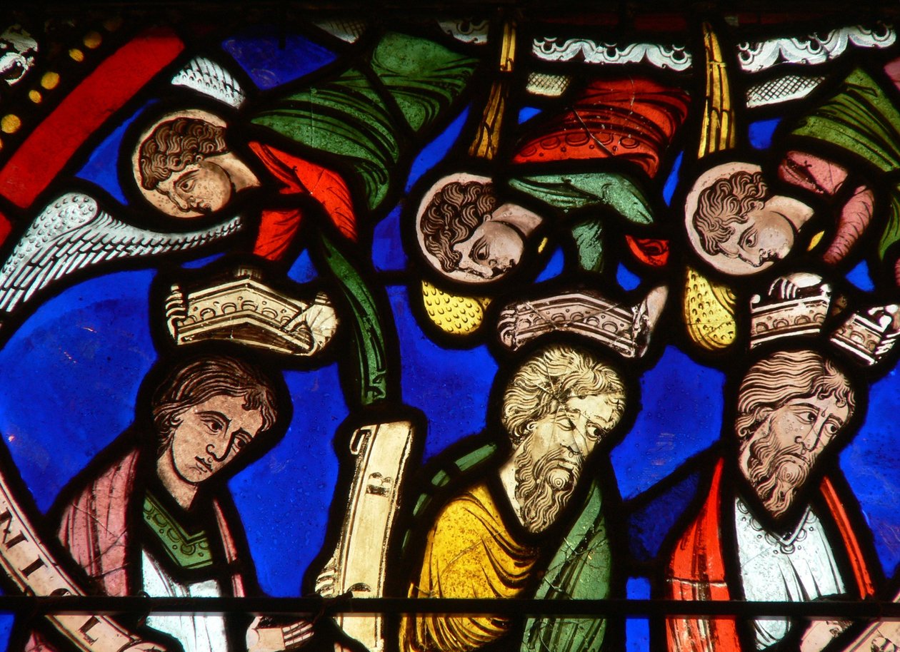 Fenster Nr. 15 mit Noah, Daniel und Hiob (Buntglas) von English School