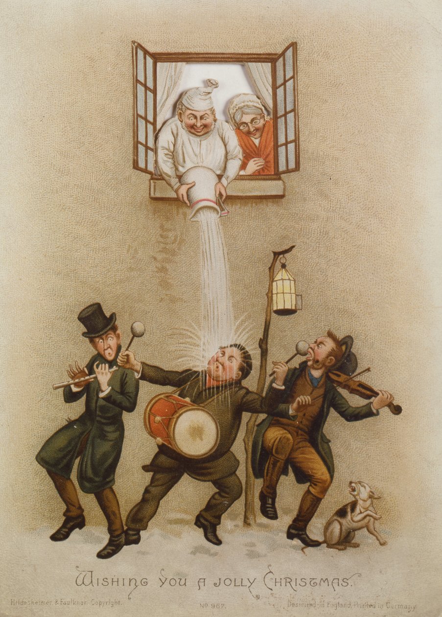 "Fröhliche Weihnachten", viktorianische Karte von English School