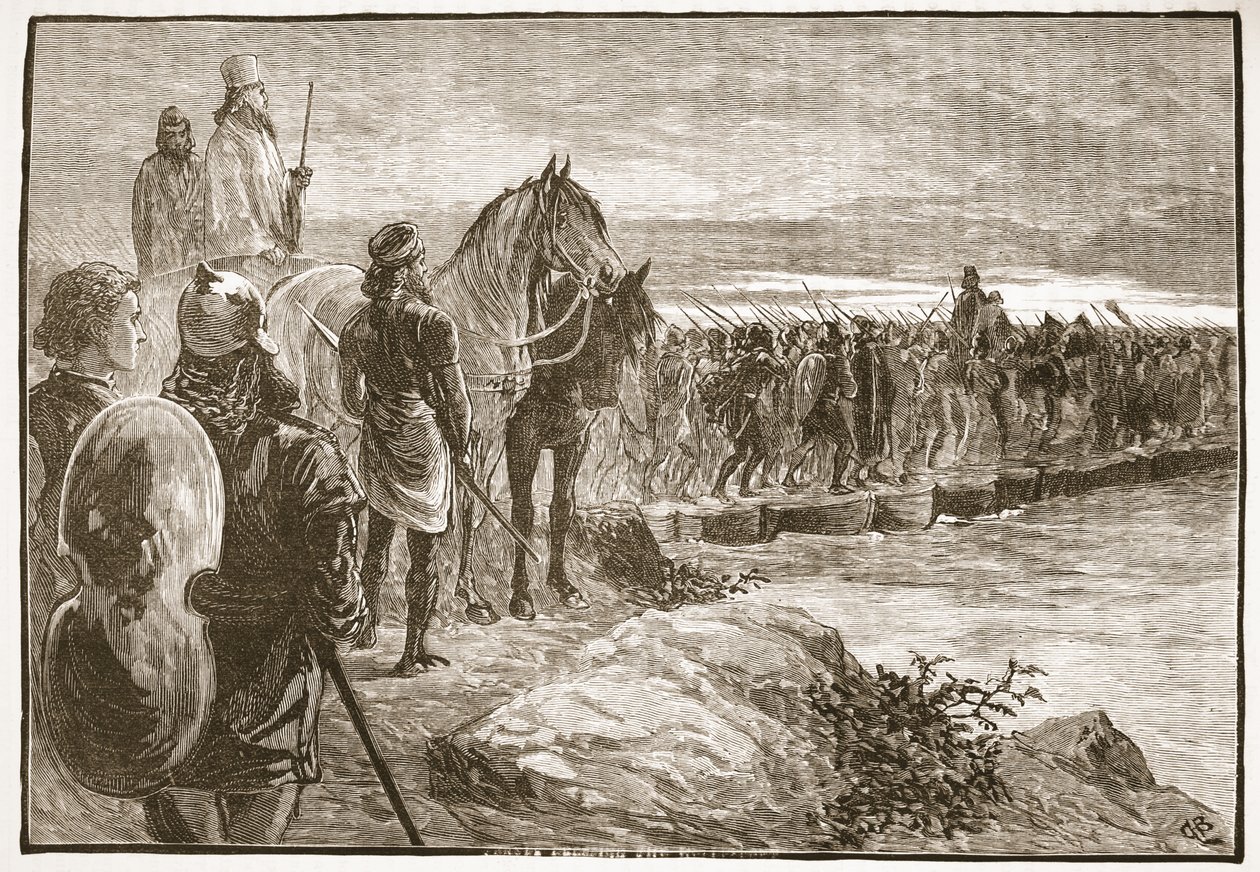 Xerxes überquert den Hellespont von English School