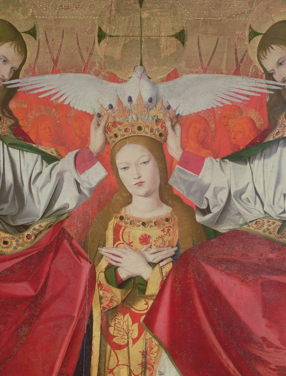 Detail der Krönung der Jungfrau, 1453-54 von Enguerrand Quarton