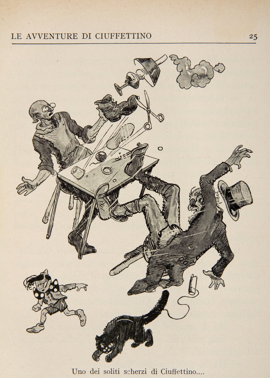 Illustration aus Le Avventure di Ciuffettino von Enrico de Conti Novelli