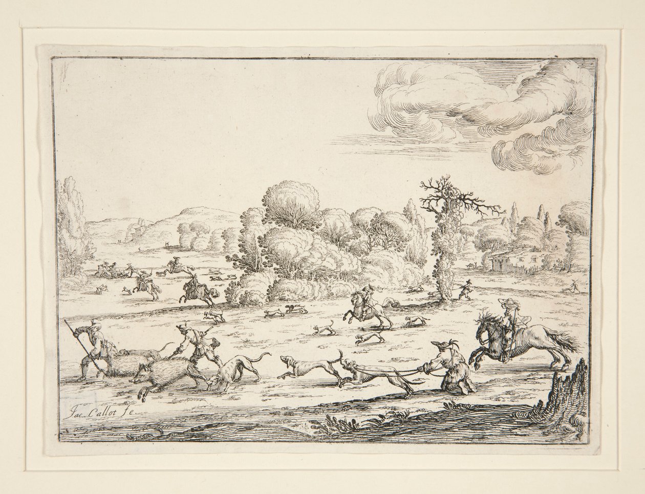 Jagdszene: In der Nähe des Tötens (nach einem Entwurf von Jacques Callot 1592-1635) von Ercole Bazzicaluva