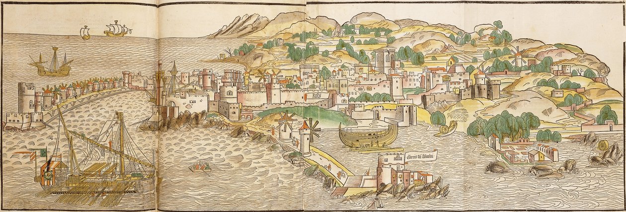 Panoramablick auf Rhodos, 1486 von Erhard Reuwich