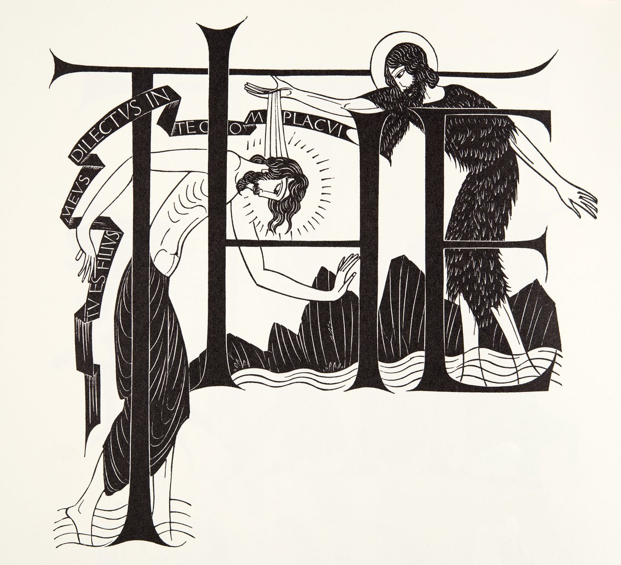 Die Taufe Jesu durch Johannes den Täufer aus den Vier Evangelien von Eric Gill