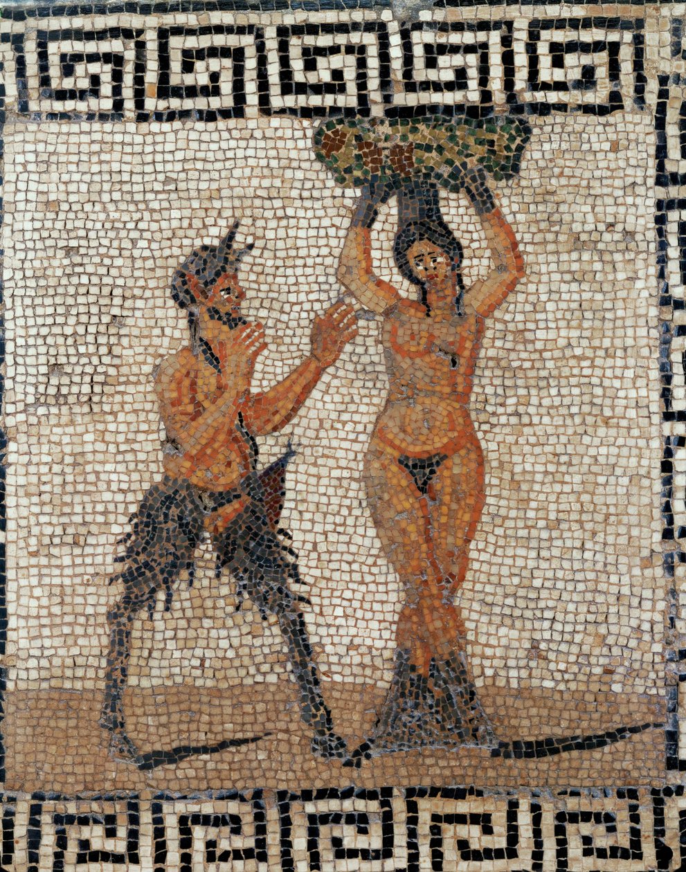 Satyr und Nymphe. Mosaik aus Pompeji, Italien von Erich Lessing