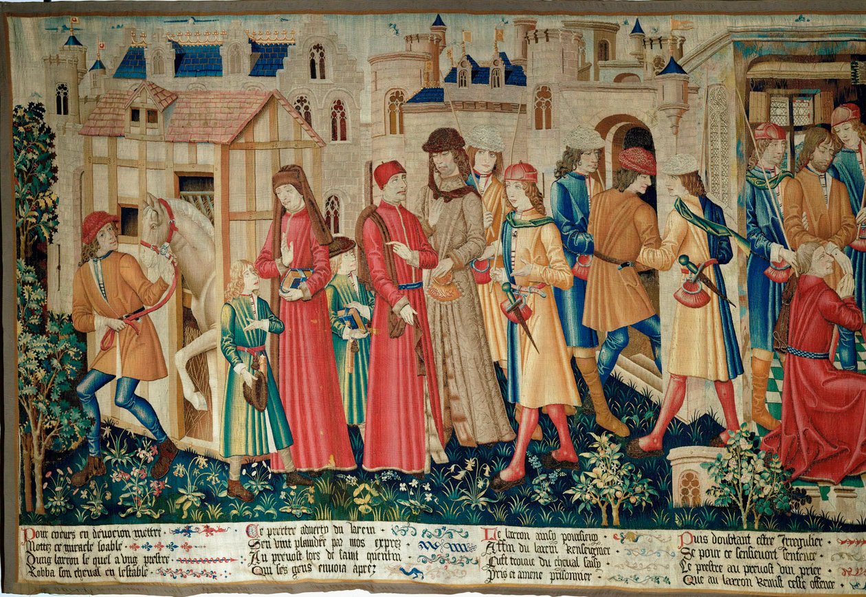 Das Wunder des Heiligen Quentin: Ein Dieb stiehlt das Pferd aus dem Stall eines Priesters von Erich Lessing
