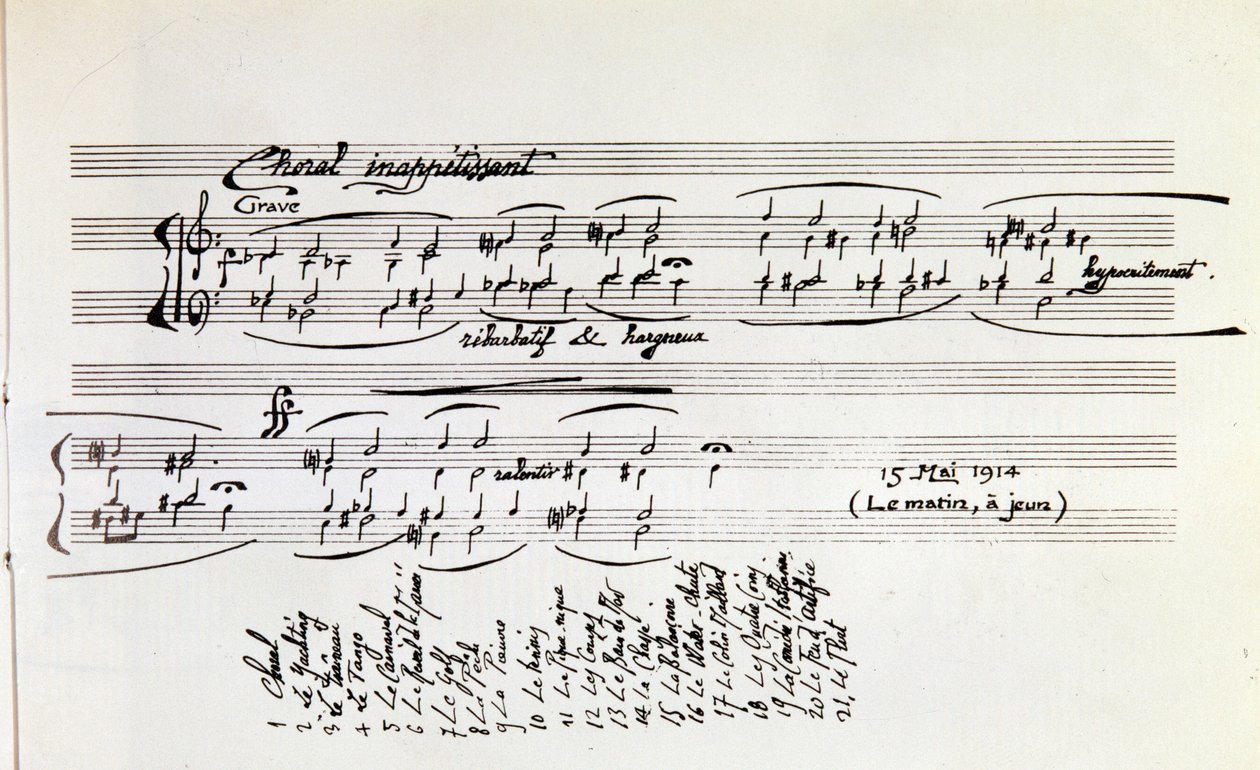 Detail der Partitur von Sports und Unterhaltung von Erik Satie von Erik Satie