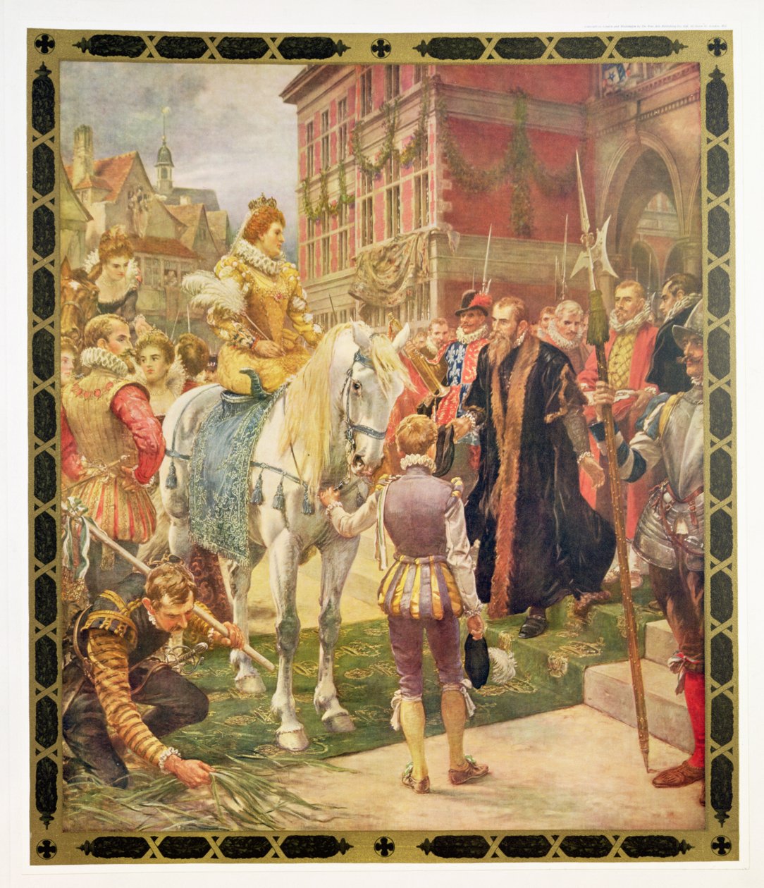 Königin Elizabeth I. (1530-1603) eröffnet die Royal Exchange im Jahr 1570, Illustration aus Hutchinsons 