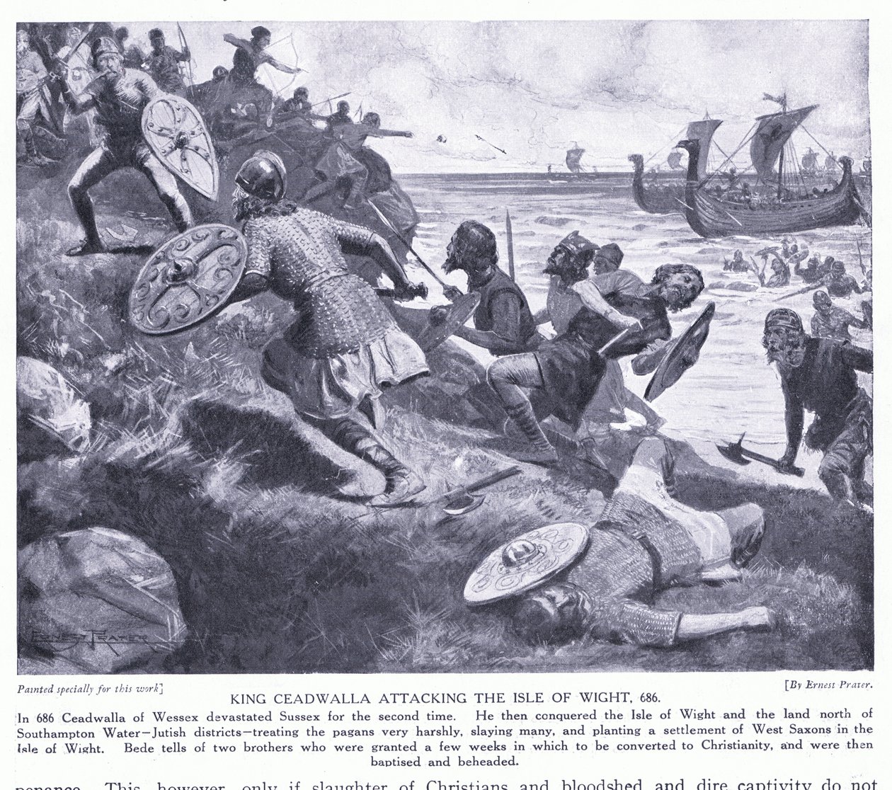 König Ceadwalla greift die Isle of Wight an, 686 n. Chr. von Ernest Prater