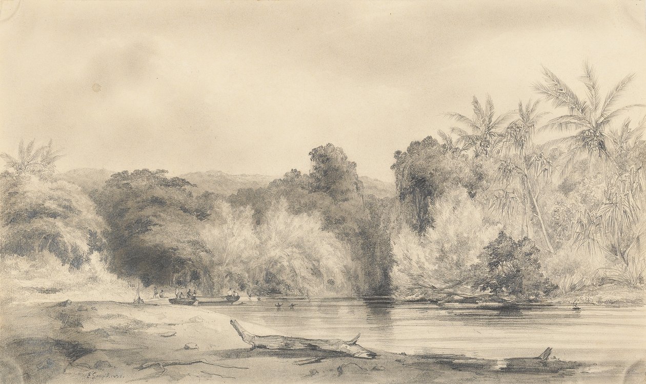 Eingang zum Paiou-Fluss, Vanikoro-Insel von Ernest Auguste Goupil