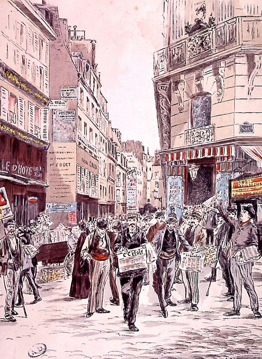 Zeitungsverkäufer auf den Straßen von Paris 1893 von Ernest (after) Grenier