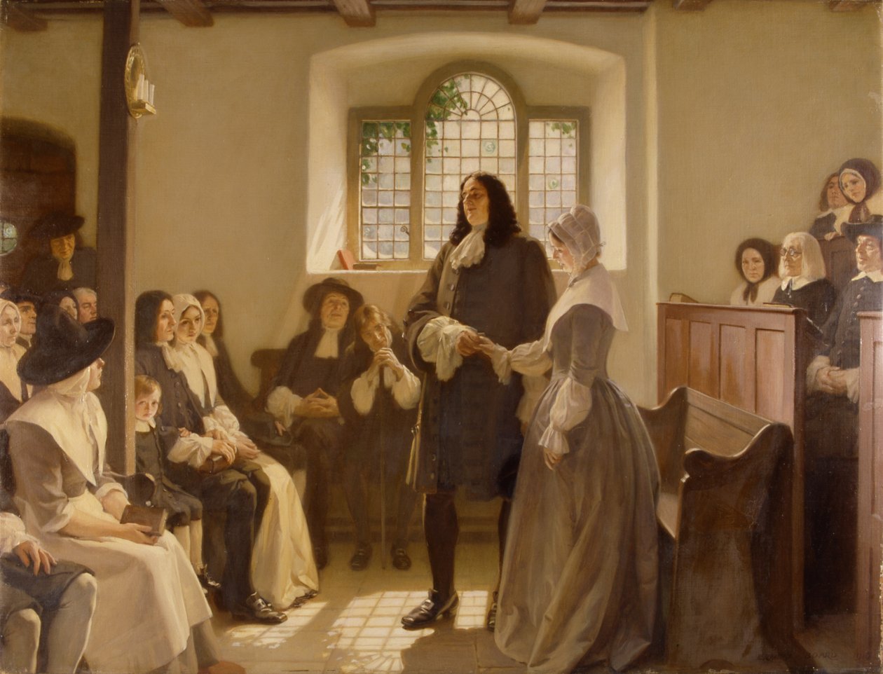 Die Hochzeit von William Penn und Hannah Callowhill im Versammlungshaus der Freunde, The Friary, Bristol von Ernest Board