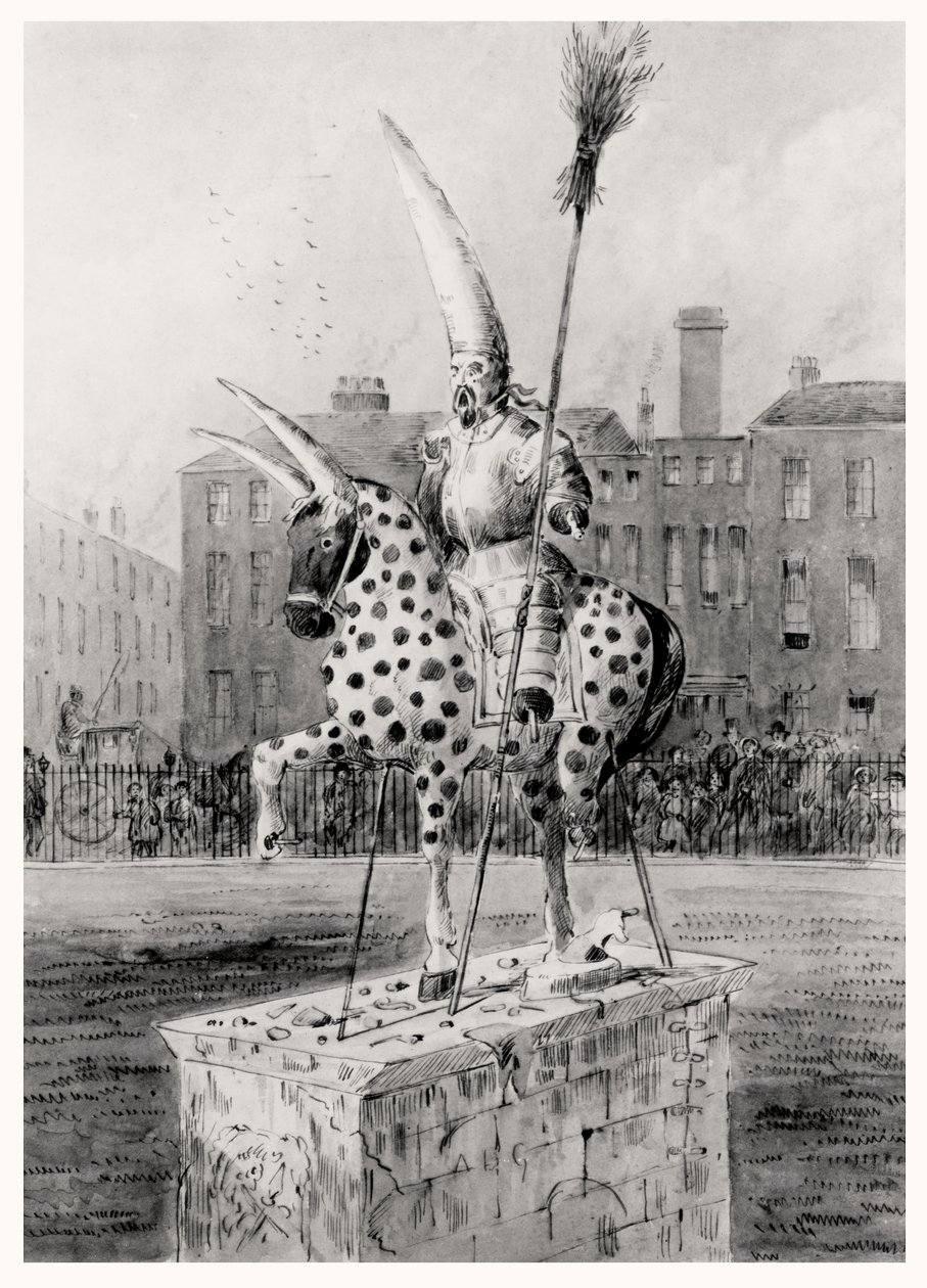 Die Statue auf dem Leicester Square, am Mittwochmorgen, 17. Oktober 1866 von Ernest Henry Griset