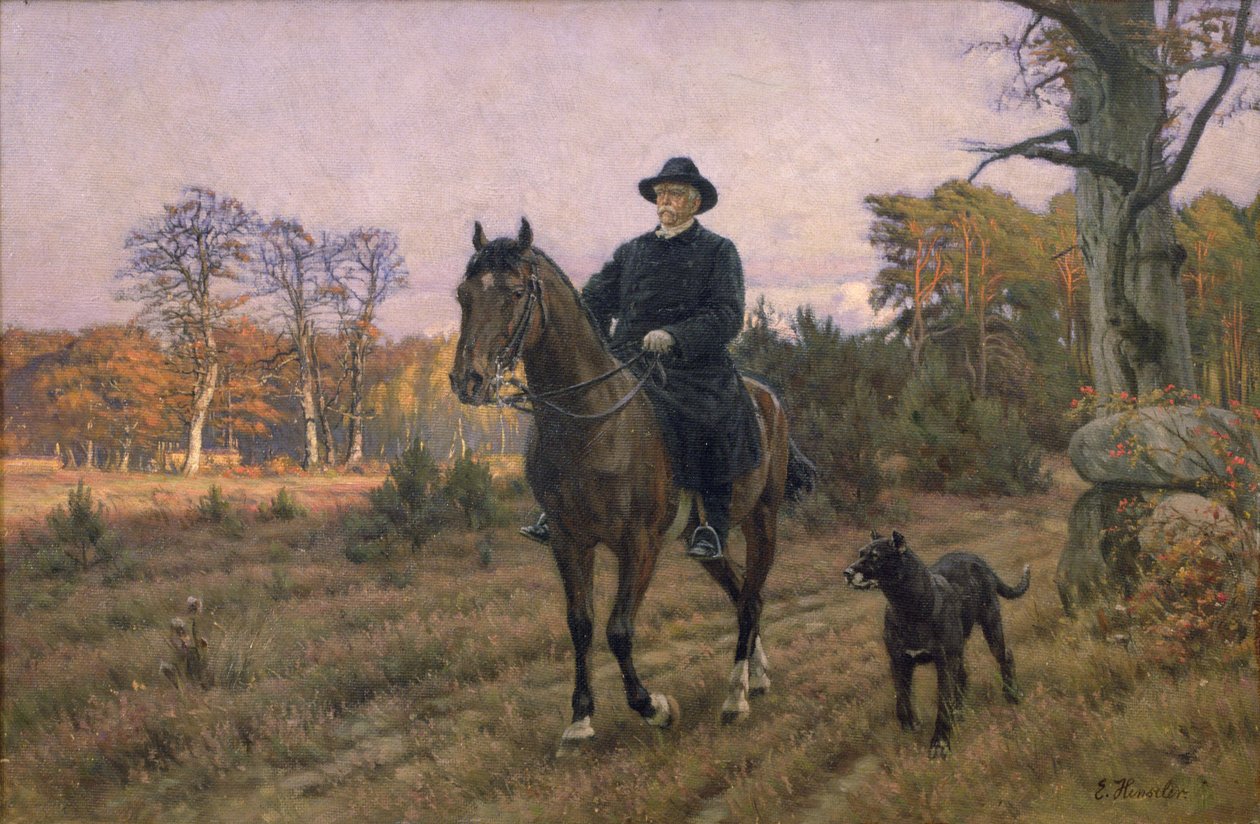 Bismarck zu Pferd mit Hund von Ernest Henseler