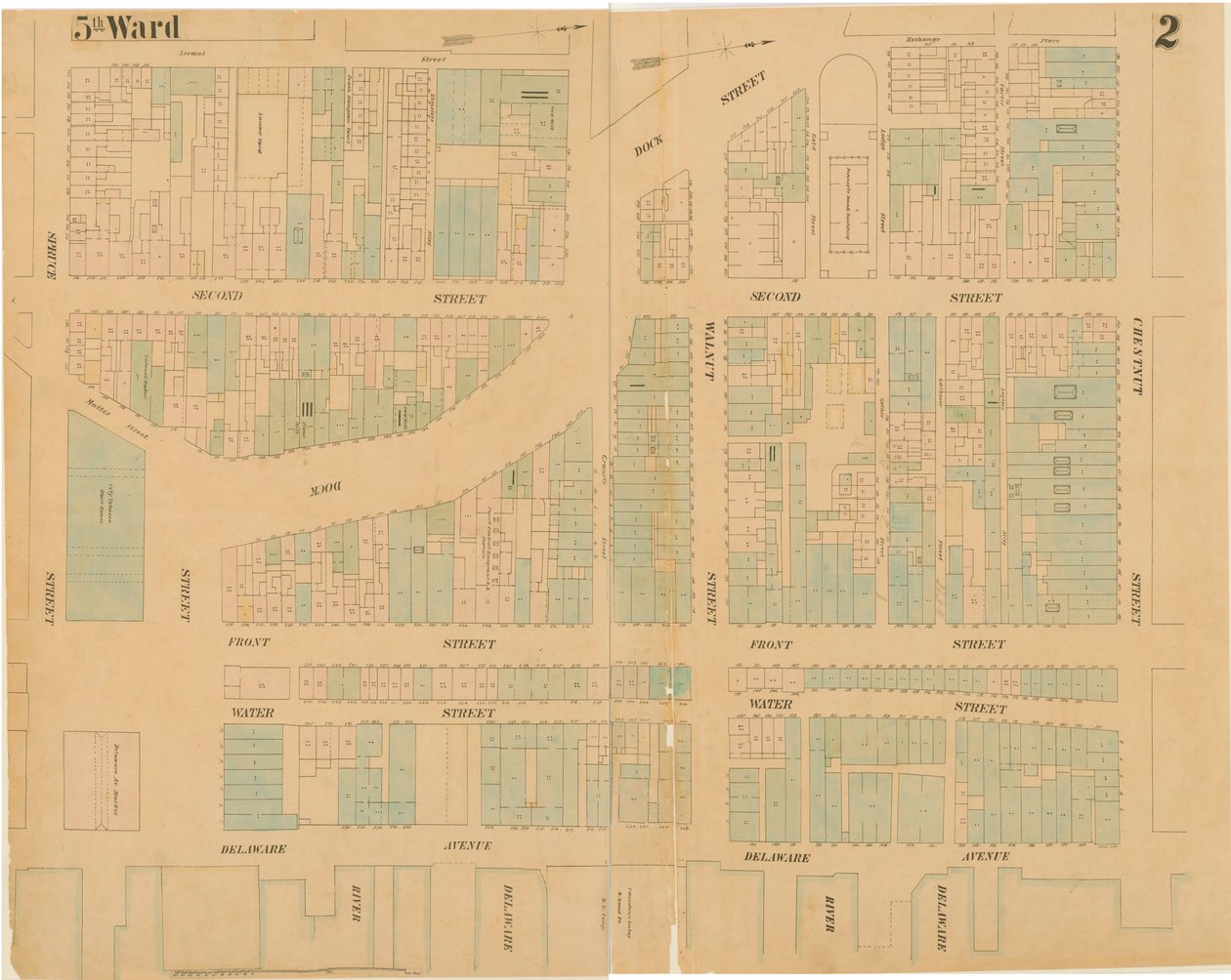 Karten der Stadt Philadelphia, Band 1, Tafel 2, 1860 von Ernest Hexamer