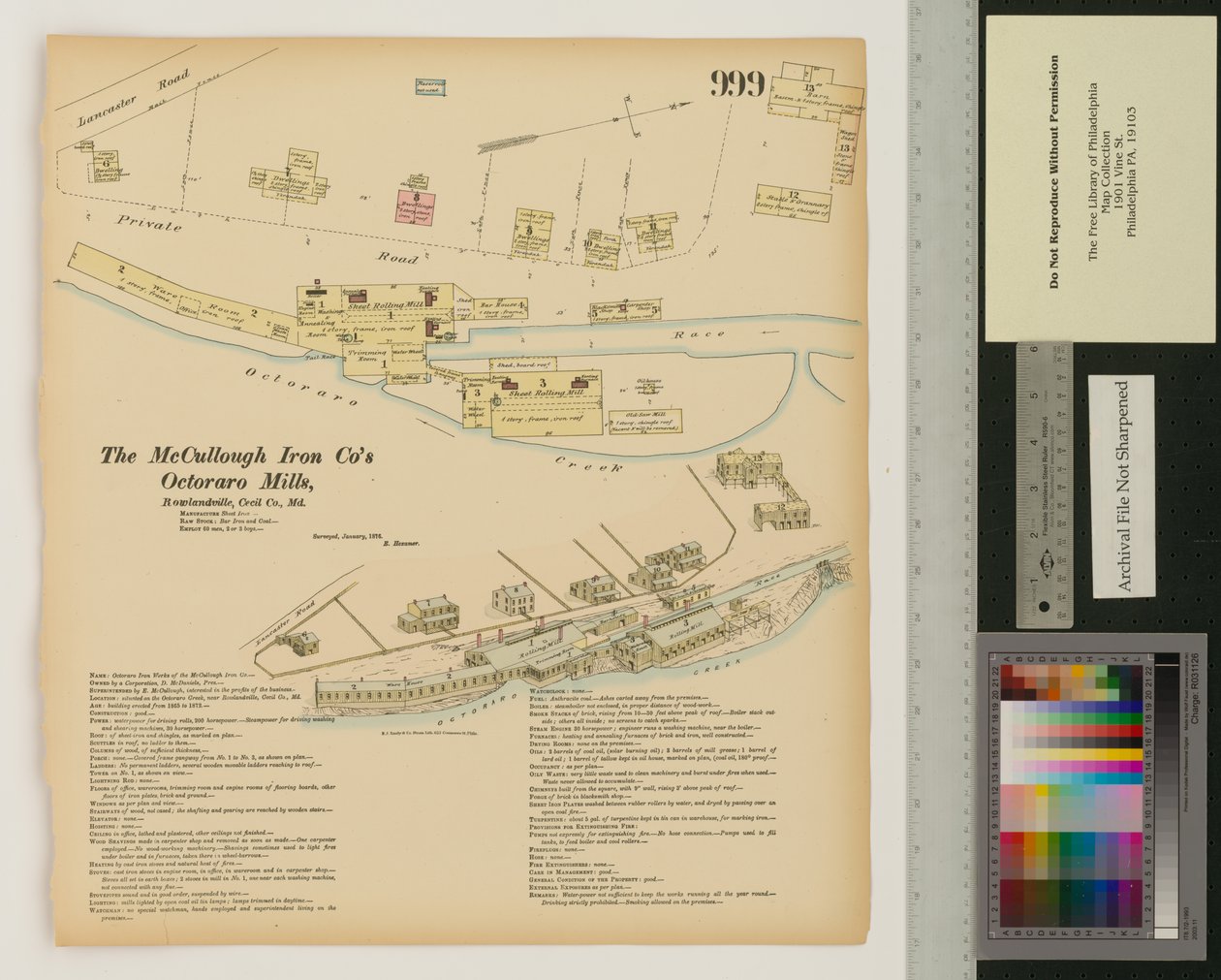 Octoraro Mühlen, Rowlandville, Maryland, Hexamer General Surveys, 1876 von Ernest Hexamer