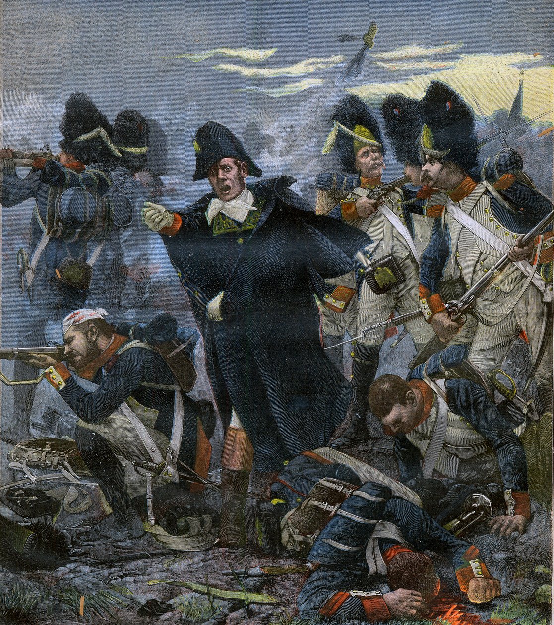 General Pierre Cambronne (1770-1842) neben seinen Truppen in der Schlacht von Waterloo - Gravur nach Delahaye, Ernest Jean (1855-1921) von Ernest Jean Delahaye