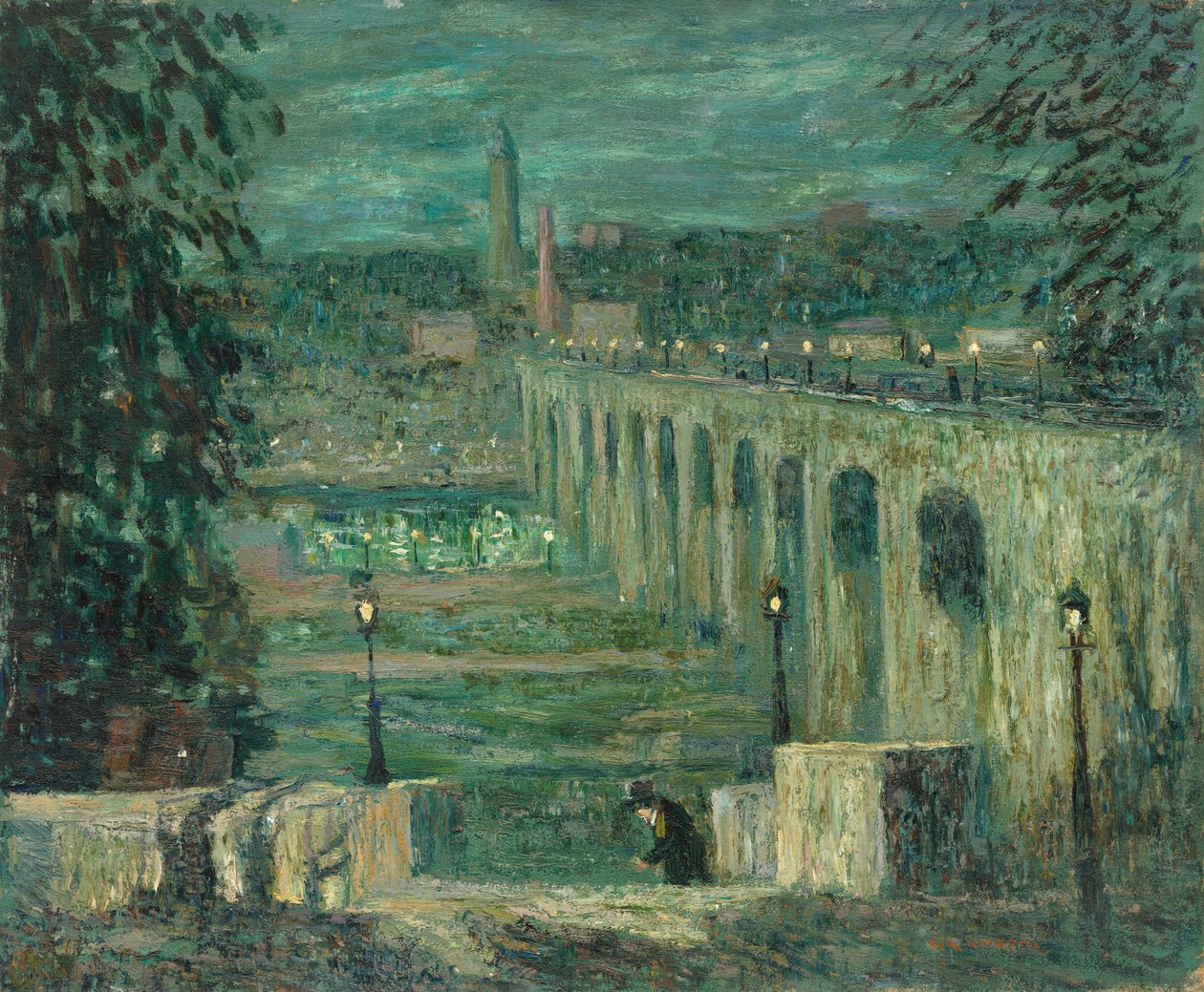 High Bridge bei Nacht, New York City, ca. 1910-1920 von Ernest Lawson