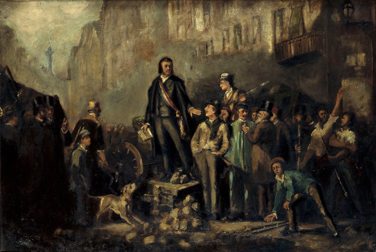 Alphonse Baudin (1811-51) auf der Barrikade der Faubourg Saint-Antoine am 3. Dezember von Ernest Louis Pichio