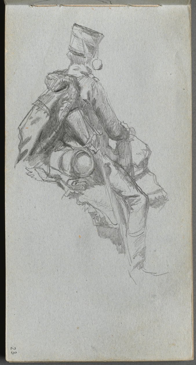 Skizzenbuch, Seite 23: Sitzender Soldat von Jean Louis Ernest Meissonier